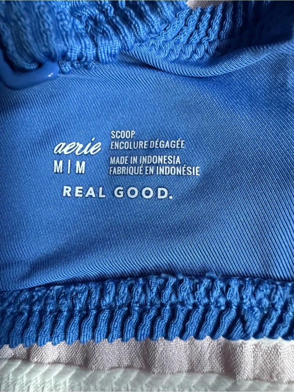 Aerie Real Good Swim Line -2022- Ribbed  Swim Set Blue Plunge